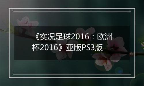 《实况足球2016：欧洲杯2016》亚版PS3版