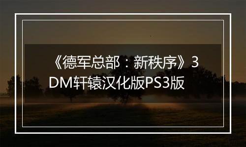 《德军总部：新秩序》3DM轩辕汉化版PS3版