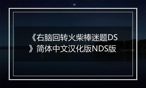 《右脑回转火柴棒迷题DS》简体中文汉化版NDS版