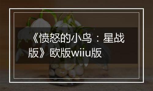 《愤怒的小鸟：星战版》欧版wiiu版