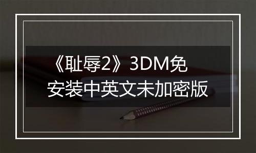 《耻辱2》3DM免安装中英文未加密版