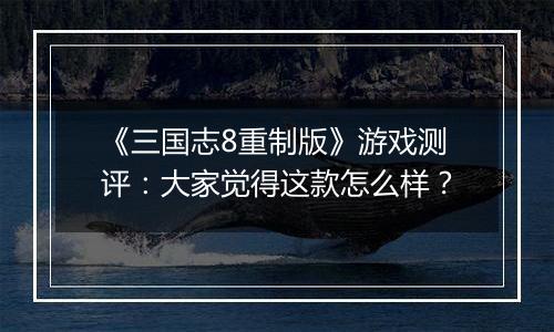 《三国志8重制版》游戏测评：大家觉得这款怎么样？