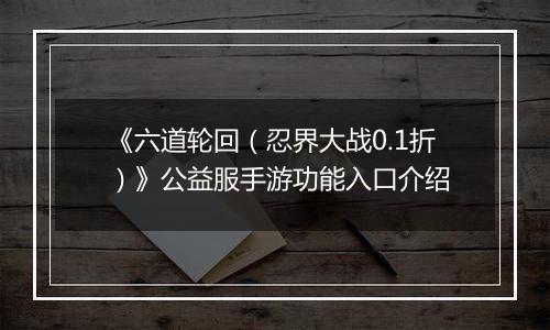 《六道轮回（忍界大战0.1折）》公益服手游功能入口介绍