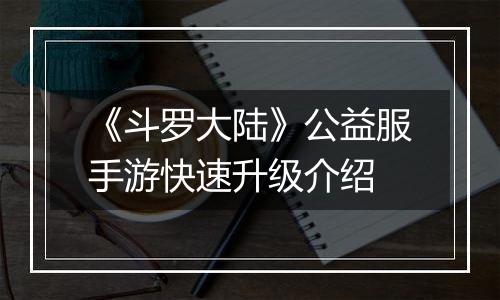 《斗罗大陆》公益服手游快速升级介绍