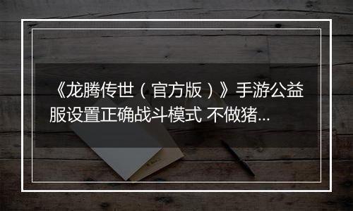 《龙腾传世（官方版）》手游公益服设置正确战斗模式 不做猪队友