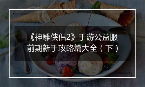 《神雕侠侣2》手游公益服前期新手攻略篇大全（下）