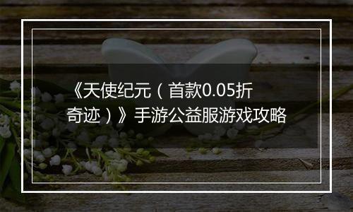 《天使纪元（首款0.05折奇迹）》手游公益服游戏攻略