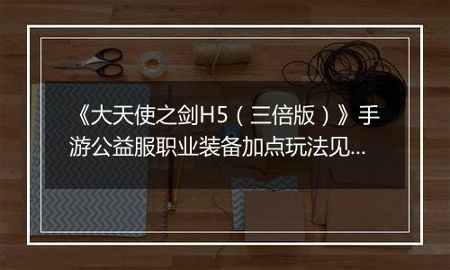 《大天使之剑H5（三倍版）》手游公益服职业装备加点玩法见解