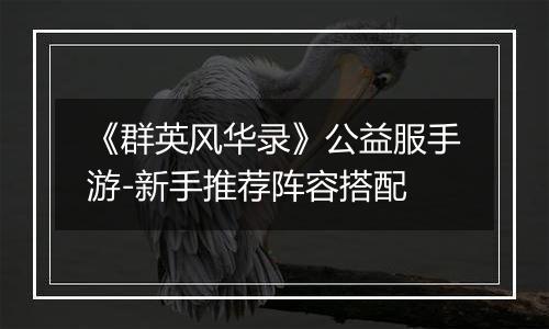 《群英风华录》公益服手游-新手推荐阵容搭配