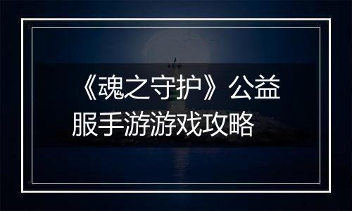 《魂之守护》公益服手游游戏攻略
