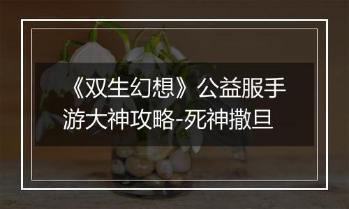 《双生幻想》公益服手游大神攻略-死神撒旦