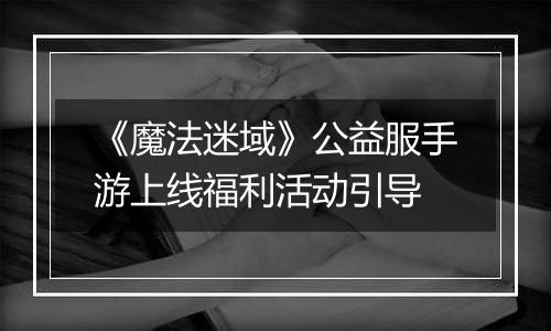 《魔法迷域》公益服手游上线福利活动引导