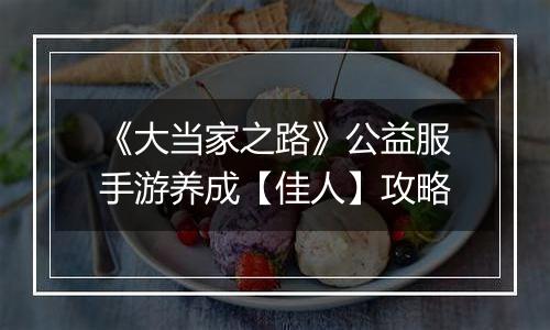 《大当家之路》公益服手游养成【佳人】攻略