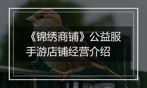 《锦绣商铺》公益服手游店铺经营介绍