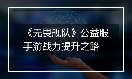《无畏舰队》公益服手游战力提升之路