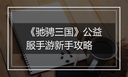 《驰骋三国》公益服手游新手攻略