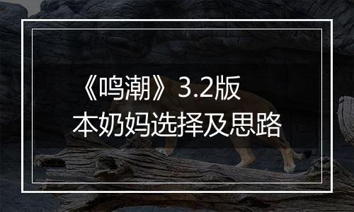 《鸣潮》3.2版本奶妈选择及思路