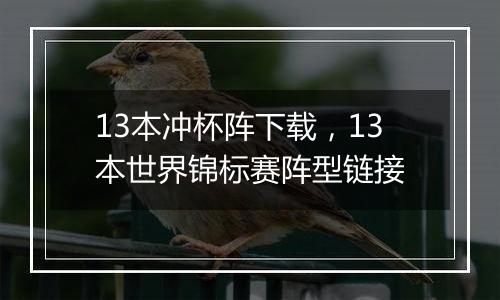 13本冲杯阵下载，13本世界锦标赛阵型链接