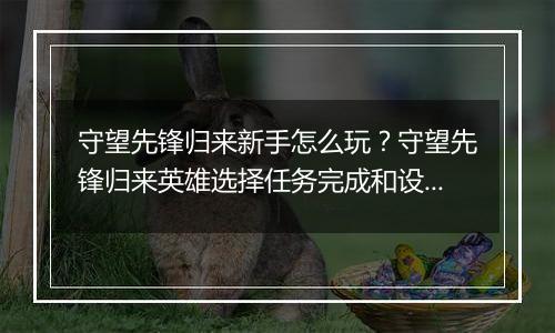 守望先锋归来新手怎么玩？守望先锋归来英雄选择任务完成和设置调试详细教学