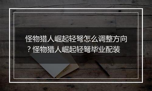 怪物猎人崛起轻弩怎么调整方向？怪物猎人崛起轻弩毕业配装