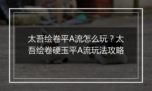 太吾绘卷平A流怎么玩？太吾绘卷硬玉平A流玩法攻略