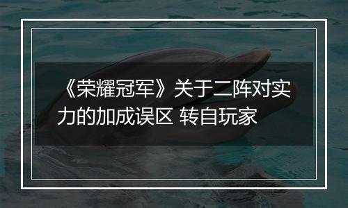 《荣耀冠军》关于二阵对实力的加成误区 转自玩家