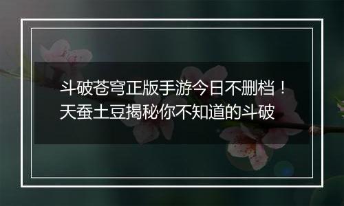 斗破苍穹正版手游今日不删档！天蚕土豆揭秘你不知道的斗破