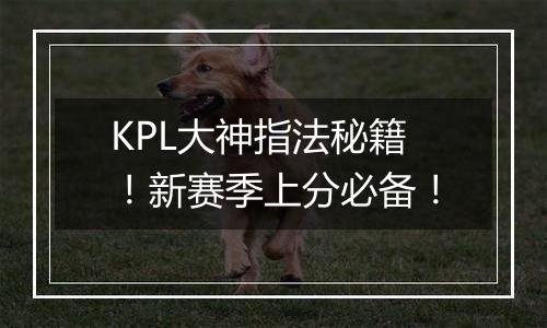 KPL大神指法秘籍！新赛季上分必备！