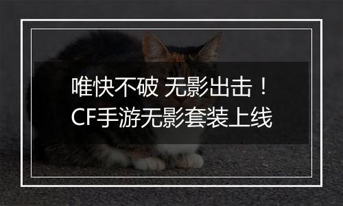 唯快不破 无影出击！CF手游无影套装上线