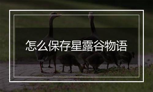 怎么保存星露谷物语
