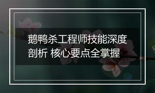 鹅鸭杀工程师技能深度剖析 核心要点全掌握