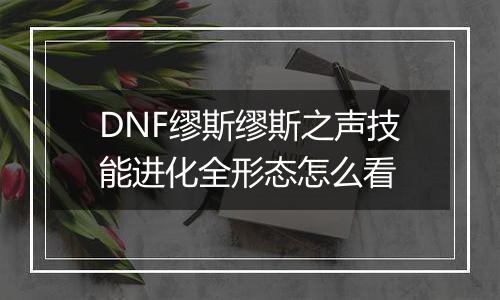 DNF缪斯缪斯之声技能进化全形态怎么看