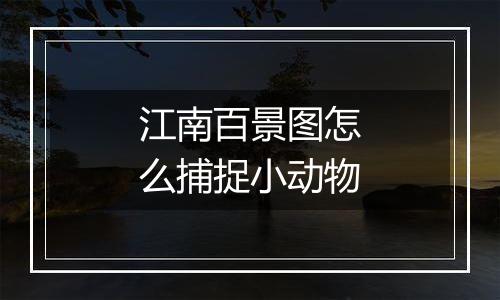 江南百景图怎么捕捉小动物
