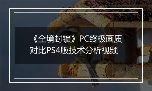 《全境封锁》PC终极画质对比PS4版技术分析视频