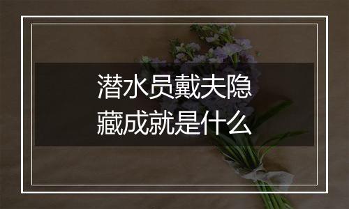 潜水员戴夫隐藏成就是什么