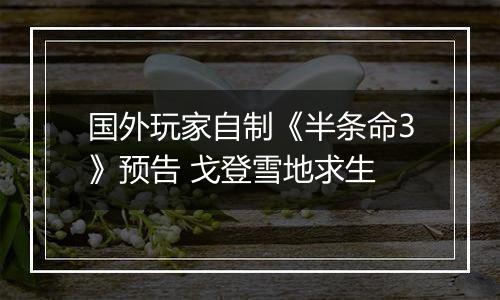 国外玩家自制《半条命3》预告 戈登雪地求生