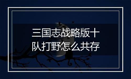 三国志战略版十队打野怎么共存