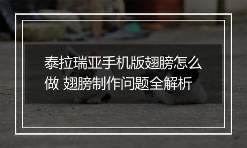 泰拉瑞亚手机版翅膀怎么做 翅膀制作问题全解析