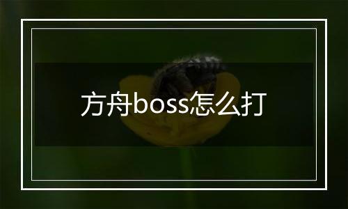 方舟boss怎么打