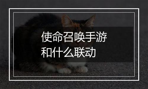 使命召唤手游和什么联动