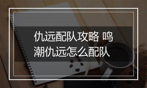 仇远配队攻略 鸣潮仇远怎么配队