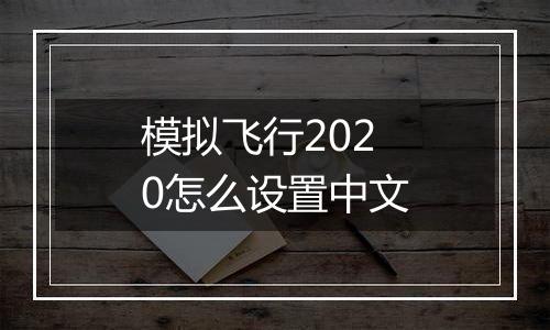 模拟飞行2020怎么设置中文