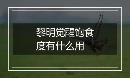 黎明觉醒饱食度有什么用