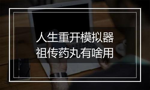 人生重开模拟器祖传药丸有啥用
