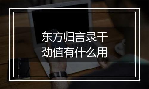 东方归言录干劲值有什么用