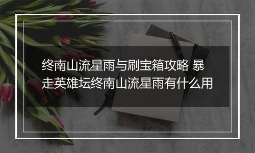 终南山流星雨与刷宝箱攻略 暴走英雄坛终南山流星雨有什么用