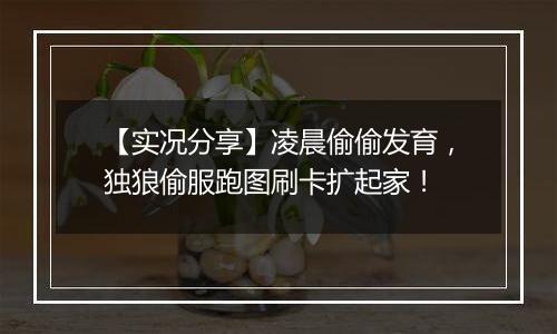 【实况分享】凌晨偷偷发育，独狼偷服跑图刷卡扩起家！