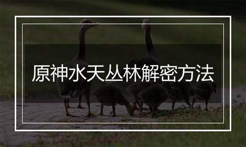 原神水天丛林解密方法