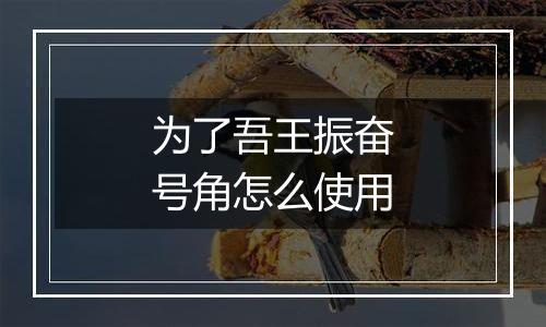 为了吾王振奋号角怎么使用