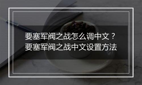 要塞军阀之战怎么调中文？要塞军阀之战中文设置方法